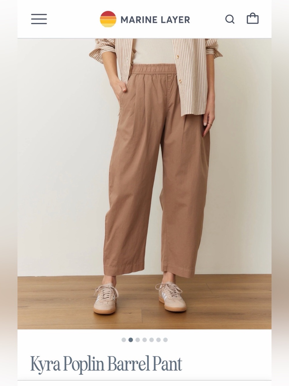 Marine Layer Relaxed Pleated Ankle Pants in Brown - Picture 4 of 4